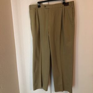Robert Amerigo Mens Dress Pants Beige Slash Pockets Pleated Front Cotton 40x28.5